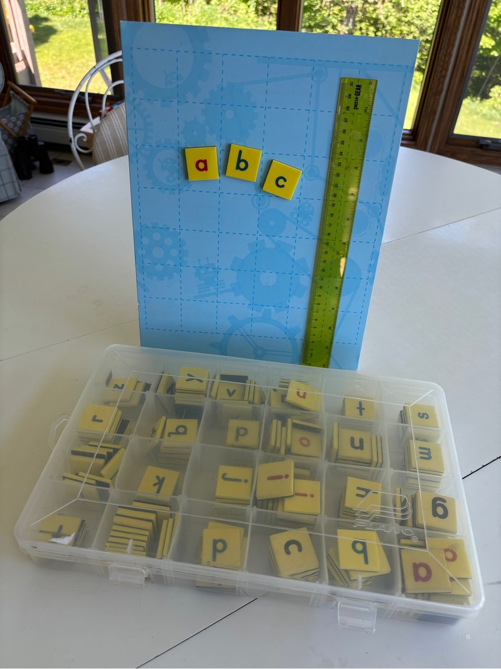 Magnetic Alphabet Letter Tiles Set for Kids - Yellow and magnetic board